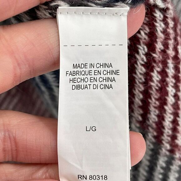 Lucky Brand Alpaca Wool Mohair Blend Check Open Front Cardigan Sweater Large - Picture 14 of 14